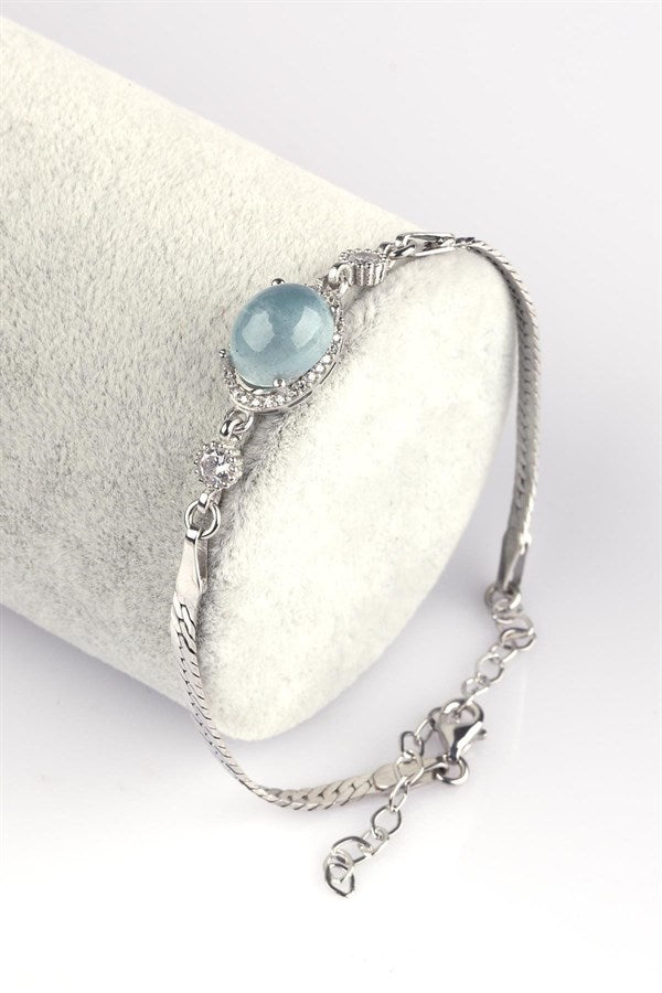 Aquamarine Gemstone 925 Sterling Silver Bracelet