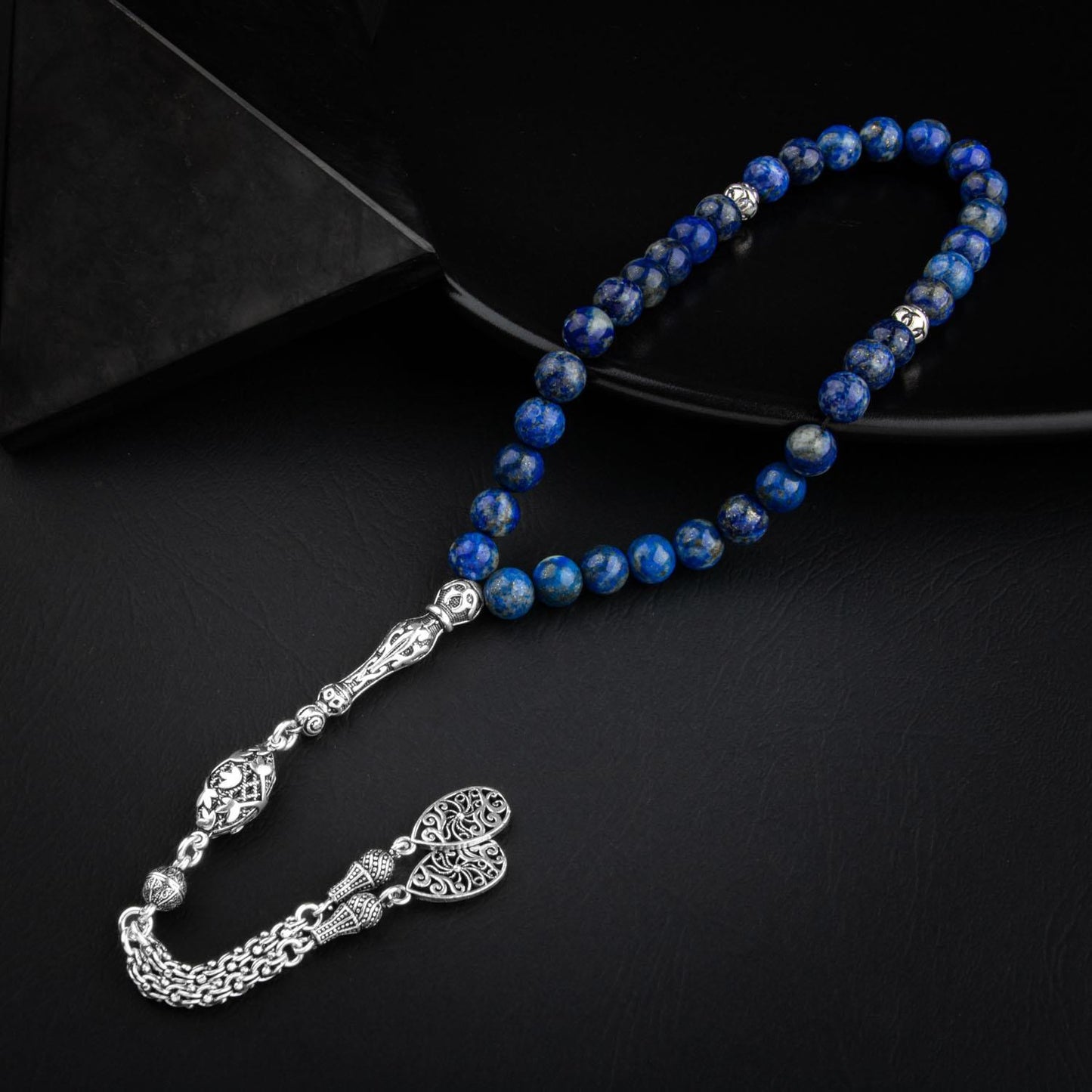 Lapis Lazuli 925 Sterling Silver Gemstone Prayer Beads - 8mm /33pc