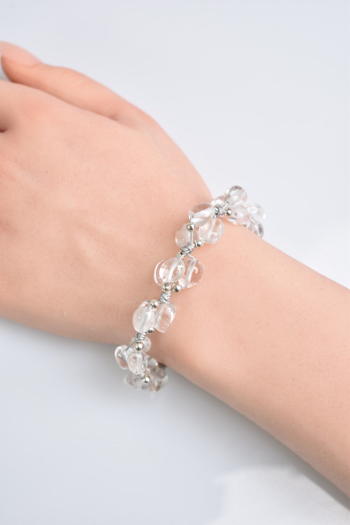 Crystal Quartz Natural Gemstone Macrame Bracelet