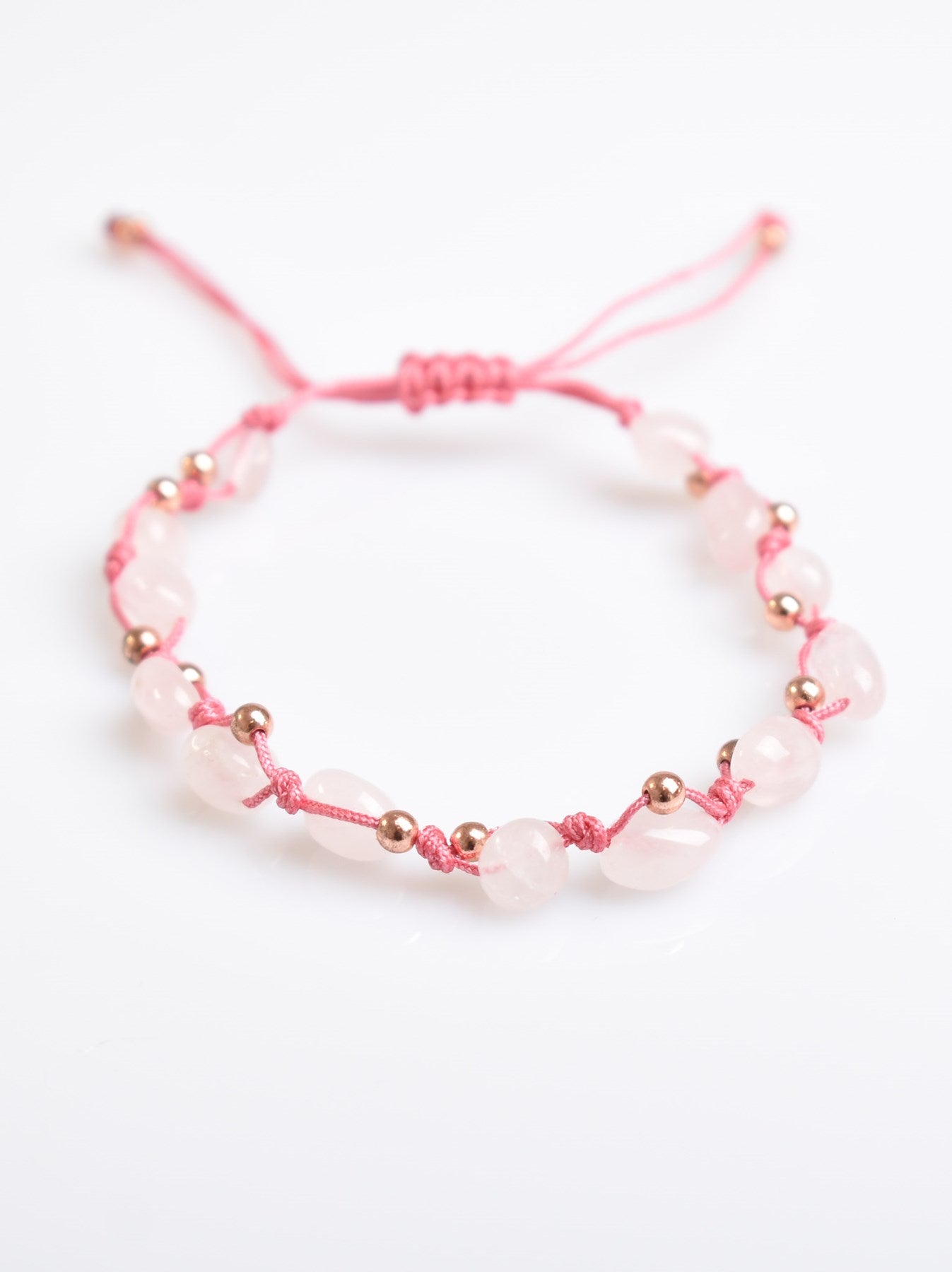 Pink Quartz Natural Gemstone Macrame Bracelet