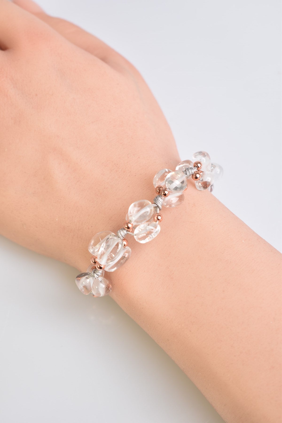 Crystal Quartz Gemstone Macrame Bracelet