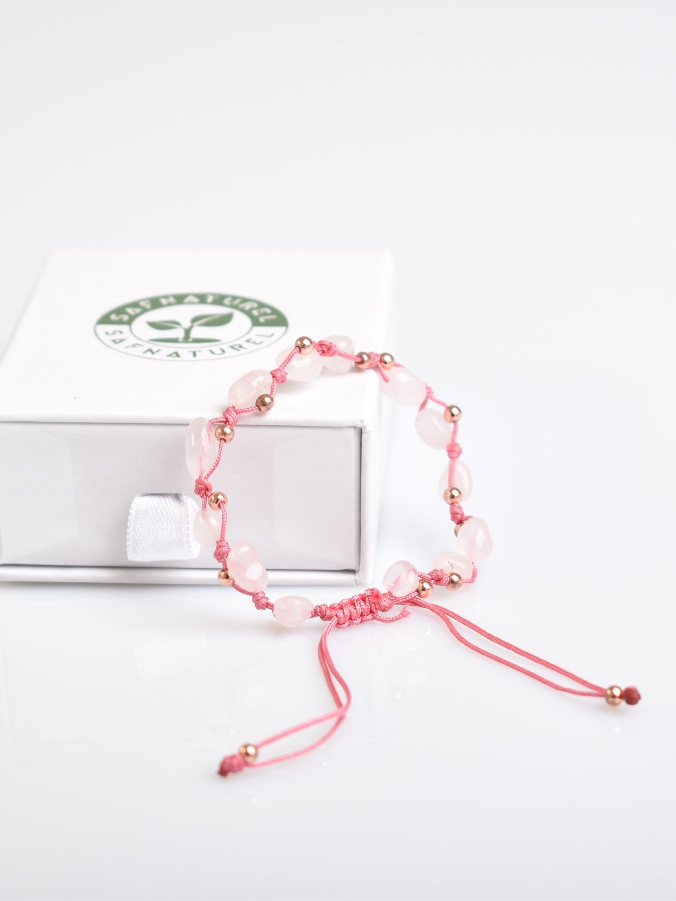 Pink Quartz Natural Gemstone Macrame Bracelet