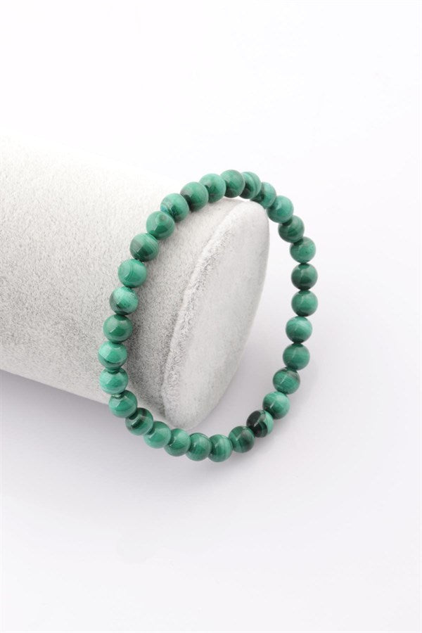 Malachite Gemstone Bead Bracelet 6mm