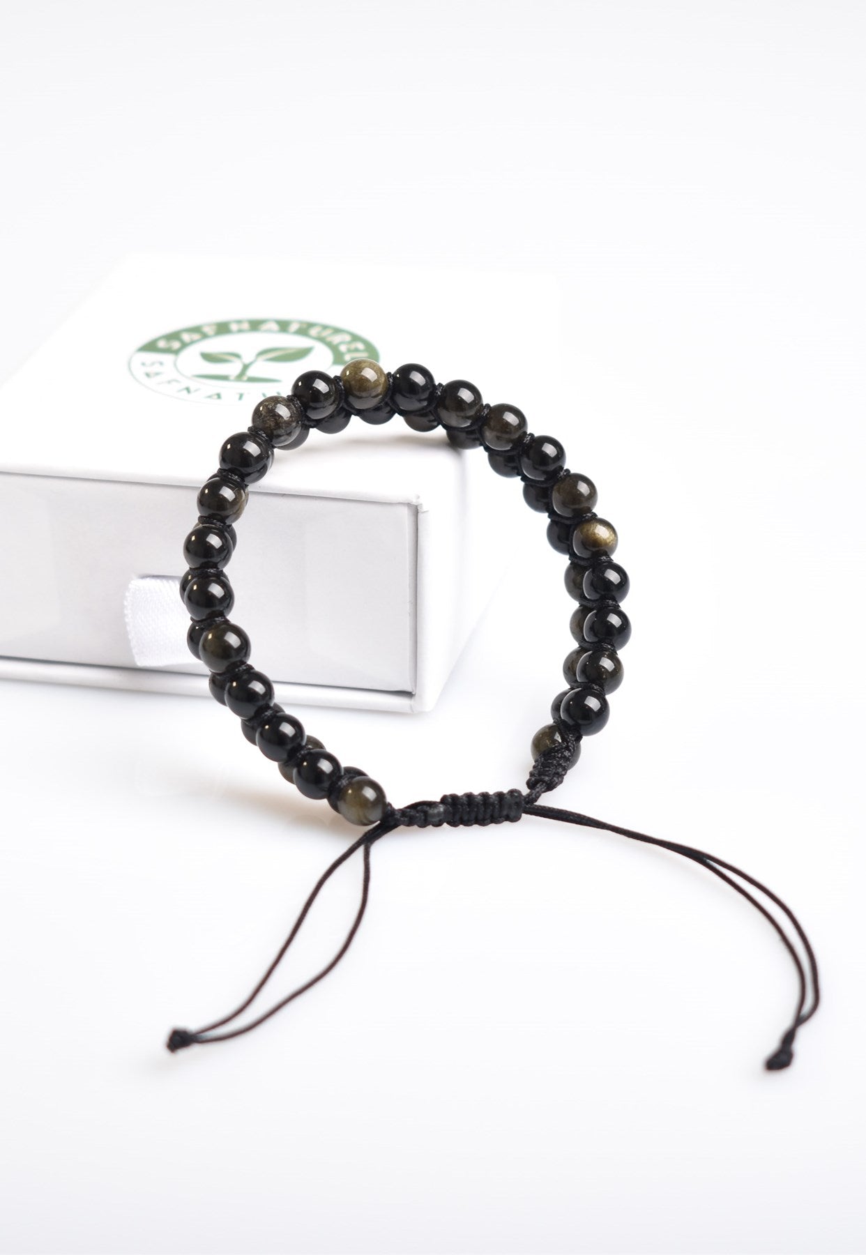 Golden Obsidian Natural Gemstone Macrame Bracelet 6mm