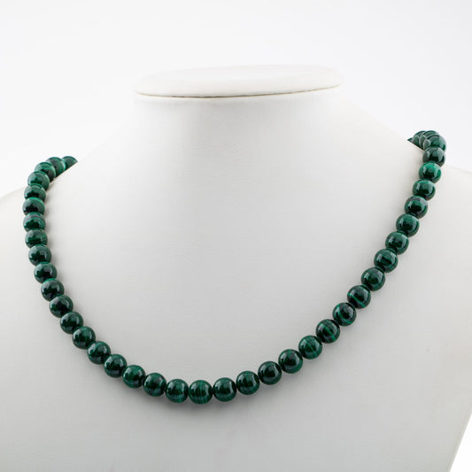 Malachite Gemstone Bead Necklace 8mm