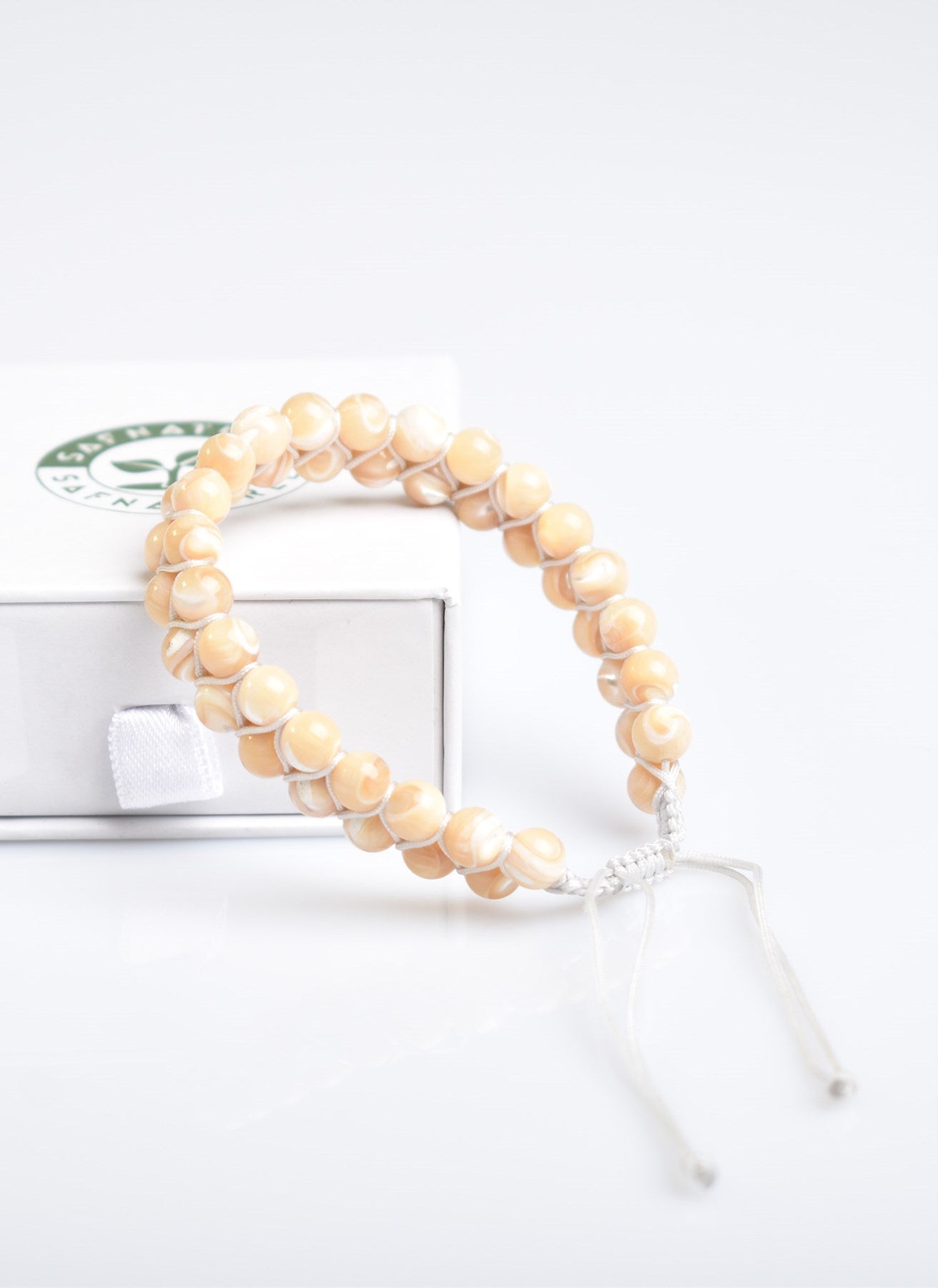 Mother of Pearl Natural Gemstone Macrame Bracelet 6mm