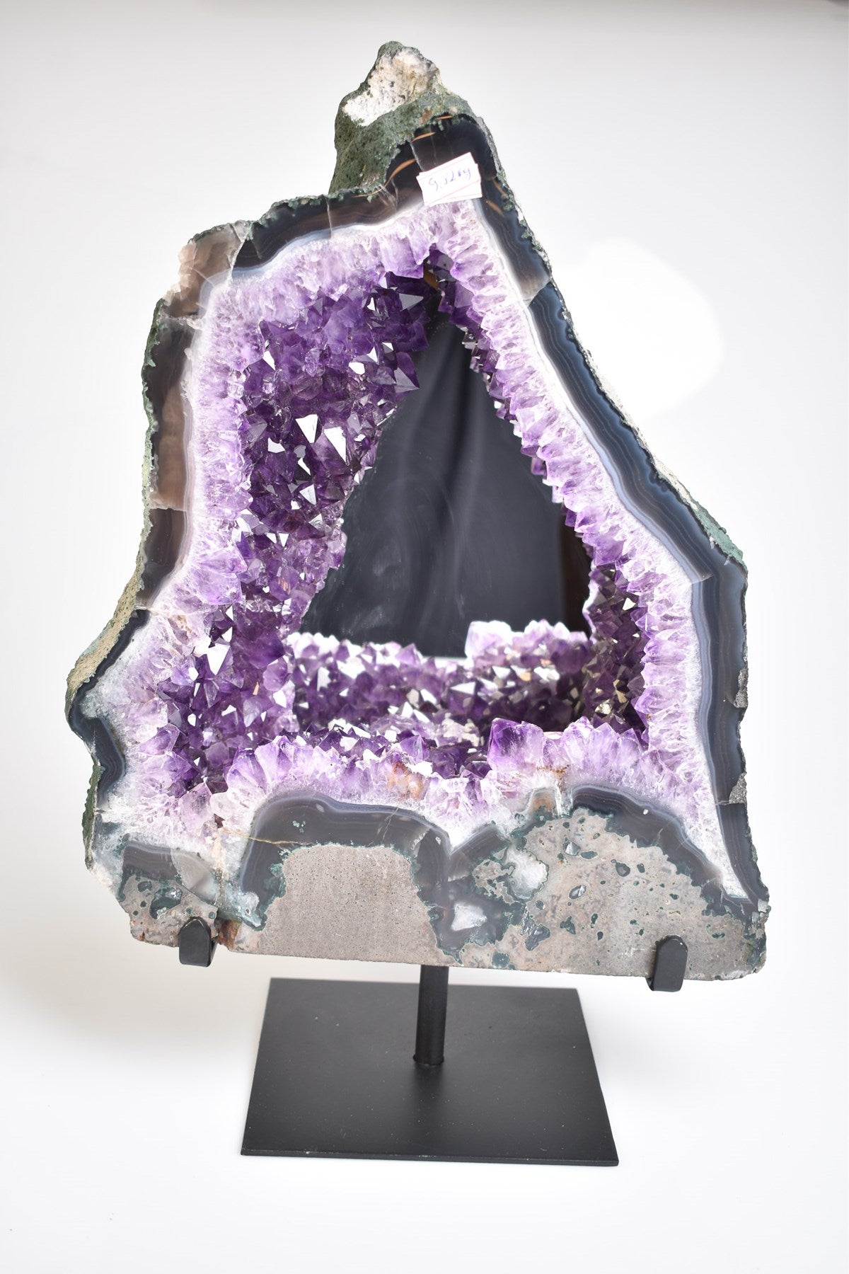 Large Brazilian Amethyst Geode with Mirror on Custom Stand