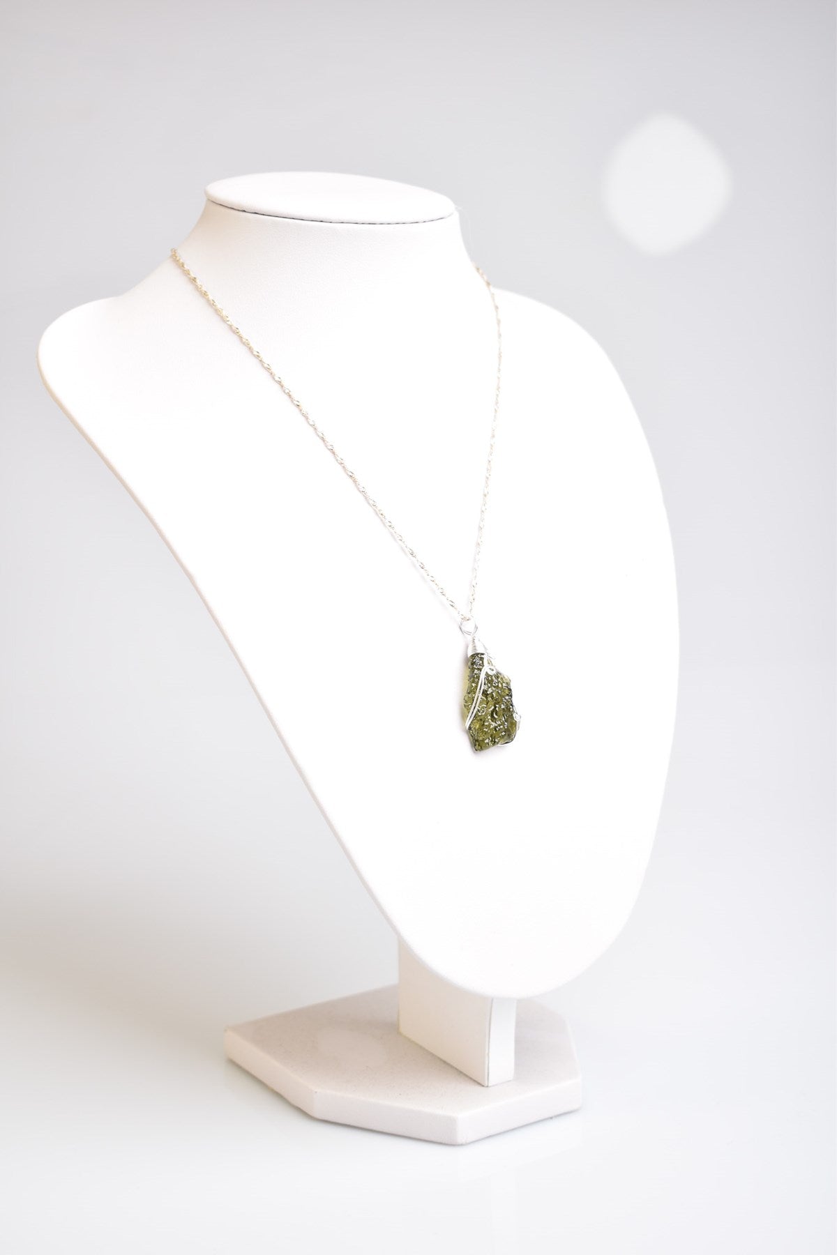 Moldavite Natural Gemstone Silver Necklace